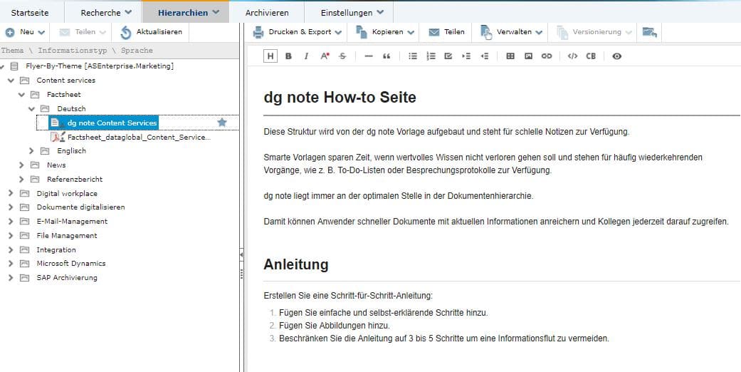 dataglobal CS Webclient Notizen mit dg note